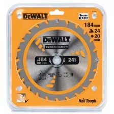 Диск пильный по дереву DEWALT Construct DT1951 [184*20мм, 24T, ATB +18°]