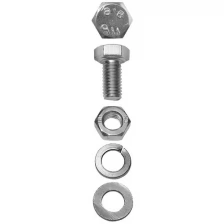 Болт (DIN933) в комплекте с гайкой (DIN934), шайбой (DIN125), шайбой пруж. (DIN127), M5x12мм, 21шт, ЗУБР
