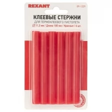 Клеевые стержни REXANT, Ø11 мм, 100 мм, красные, 6 шт., блистер