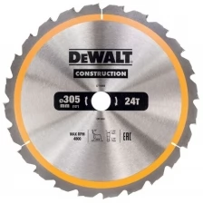 Диск пильный 305 х 30 мм, 24 зуба DT1958 DeWalt CONSTRUCTION по дереву с гвоздями